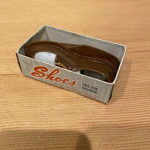 VTG. Doll Shoes Men's 1950's ENDEAVOR Brown & White No. 226  w BOX, Shoe Strings